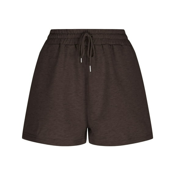 ShomPort Workout Shorts for Women Elastic Waist Drawstring Sweat Shorts Basic Solid Color Sports Casual Shorts