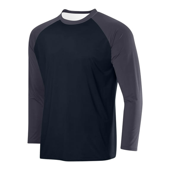 ShomPort Workout T-Shirts for Mens Color Block Crewneck Long Sleeve Casual Tops Oversized Workwear