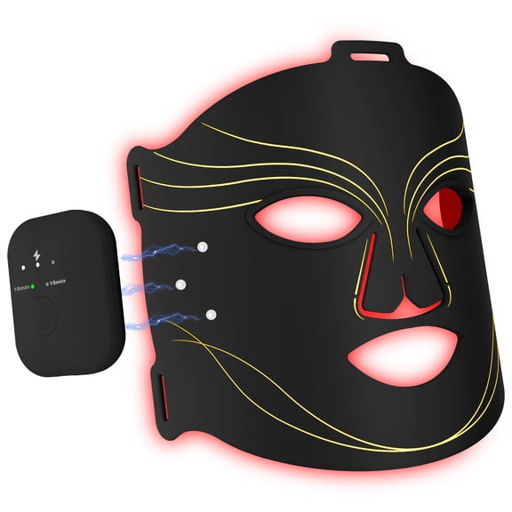 OmnovaLyte Wireless LED Red Blue Light Face Mask, 660nm 415nm 850nm Infrared Light Mask with Timer, Portable for Home Use & Travel