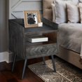 thumbnail image 1 of Shon 25 Inch Raised Top Wood End Side Table Nightstand with USB, Power Outlet, Distressed Gray, 1 of 5