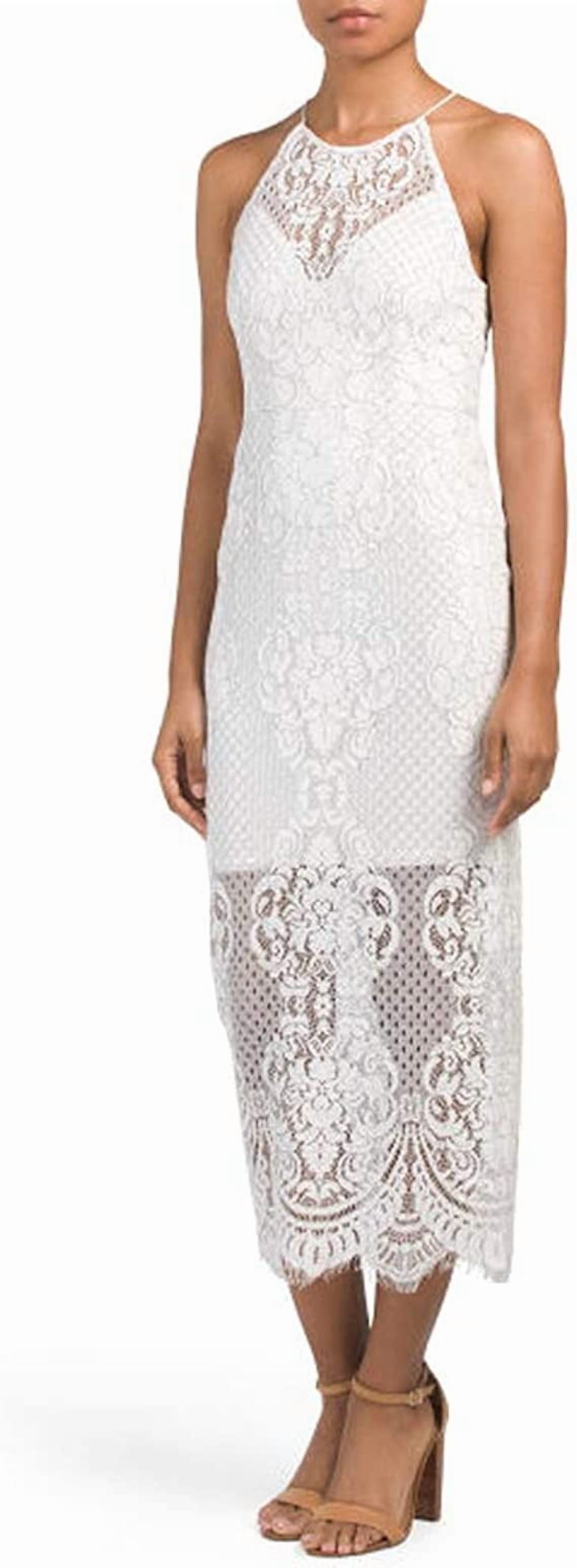 Shona Joy High Neck Midi Dress - Ivory, 8 - Walmart.com