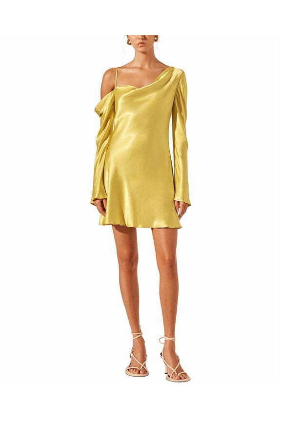 womens Sofia Asymmetrical Long Sleeve Mini Dress, 2