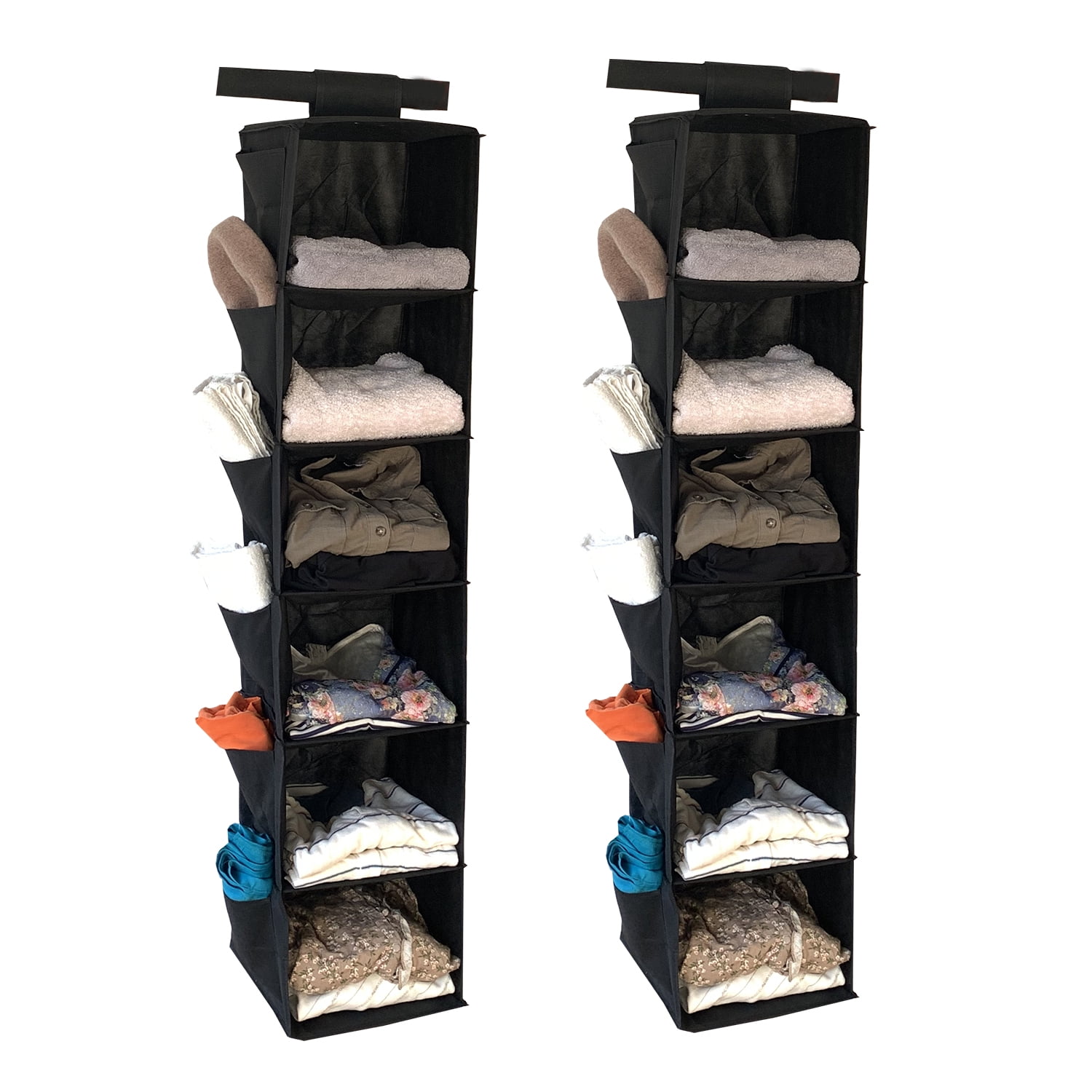 Household Essentials 6 Shelf Hanging Closet Organizer Hanging Closet Shelf Fabric Poly Linen and PEVA Shelving Walmart