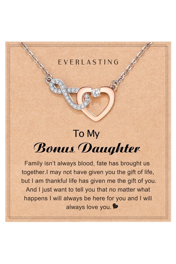 Bonus Daughter Gifts from Stepmom Stepdad Unique, to My Adopted Unbiological Step Bonus Daughter Stepdaughter Necklace Valentines Day Easter Jewelry Gifts C113