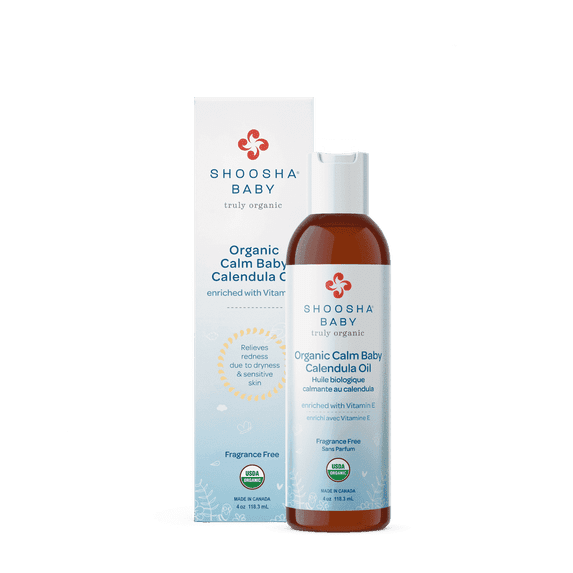 Shoosha USDA-Certified Organic Calendula Oil Fragrance-Free, Pure Botanical Oil for Newborns & Toddlers, 4 oz