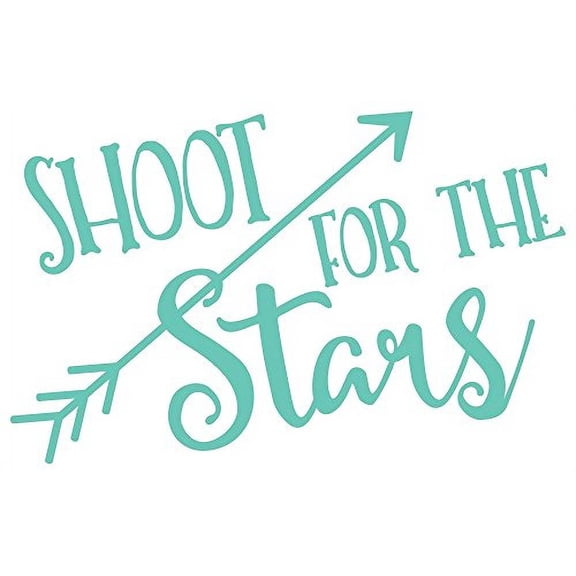 Shoot For The Stars Inspirational Wall Decal with Arrows, Mint Green, 23x14-Inch