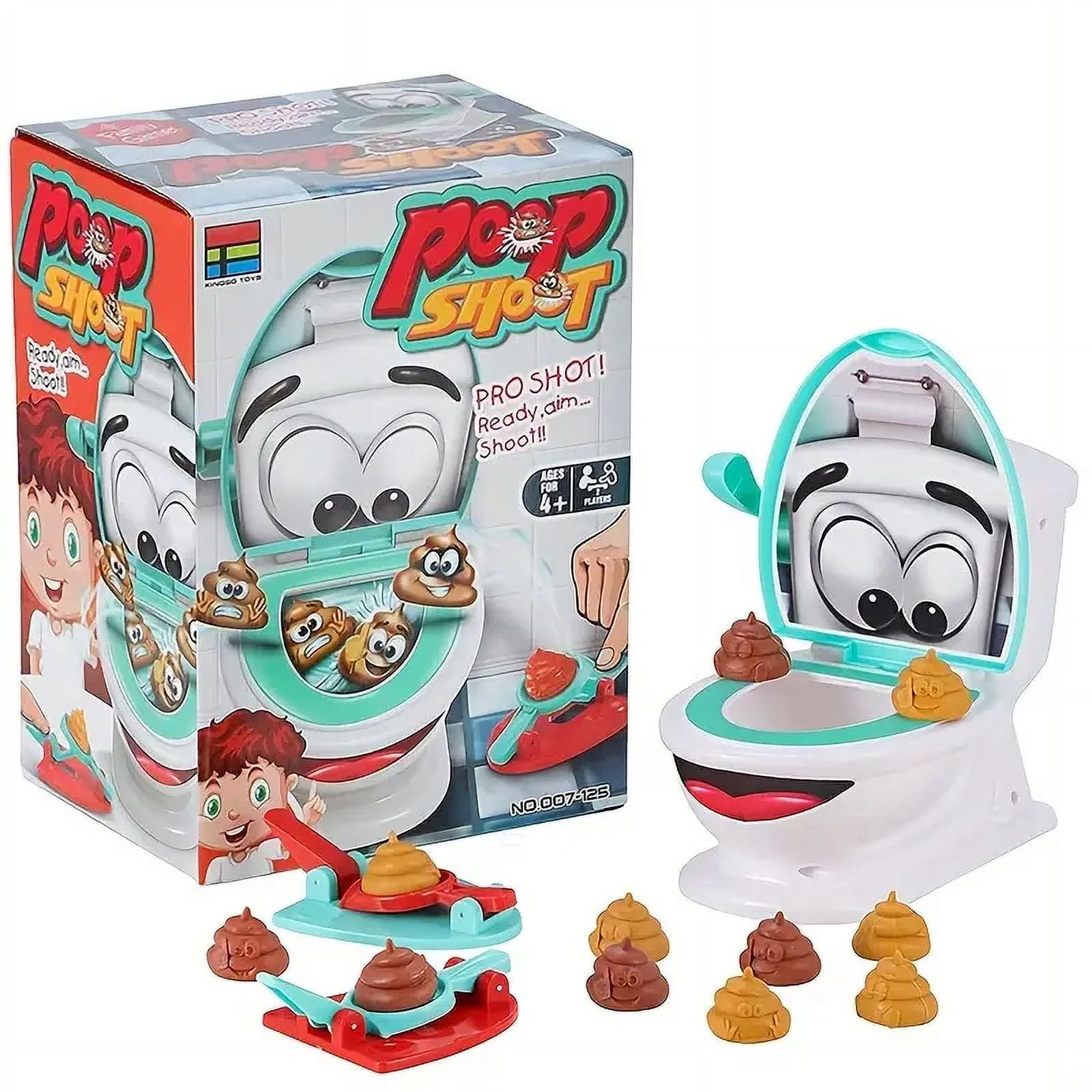 Shoot The Poop - Creative Family Game - Fast and Frenzied Launch Poop Game - Includes One Toilet Bowl, 2 Dexterity Launchers, 12 Soft Plastic Toy Poops - Gift for Kids 3 4 5 6 7 8 Year Old