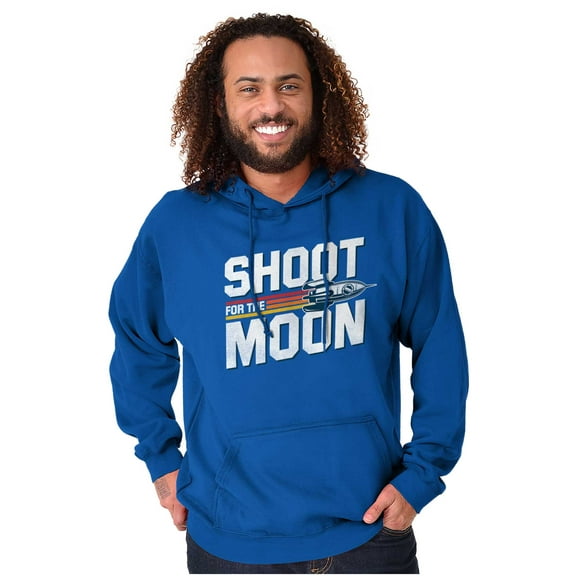 Shoot for the Moon Space Rocketship Hoodie Sweatshirt Women Men Brisco Brands S