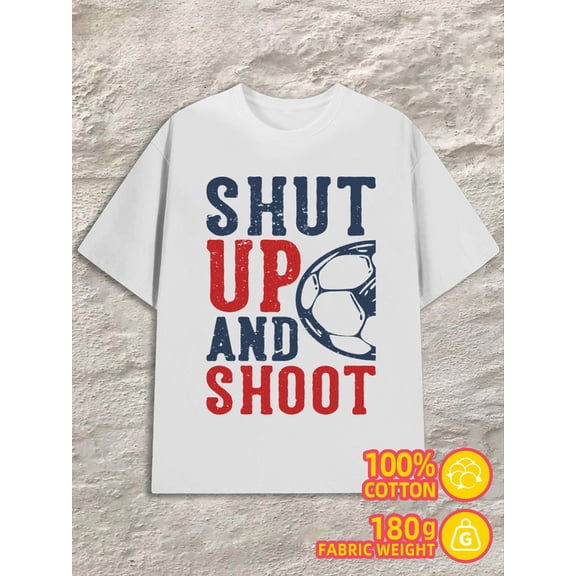 and Shoot mens white 180G 100% Cotton New spring and fall printed T-shirts,fashionable and trendy Fashion Unisex Shirt Graphic tshirts Retro Unisex Shirt Short Sleeve tshirts
