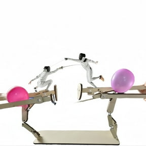 Isasaka Wooden Puppet Duel Game with Balloons, 2-Player Pull-String Battle Game for Parties and Family Fun