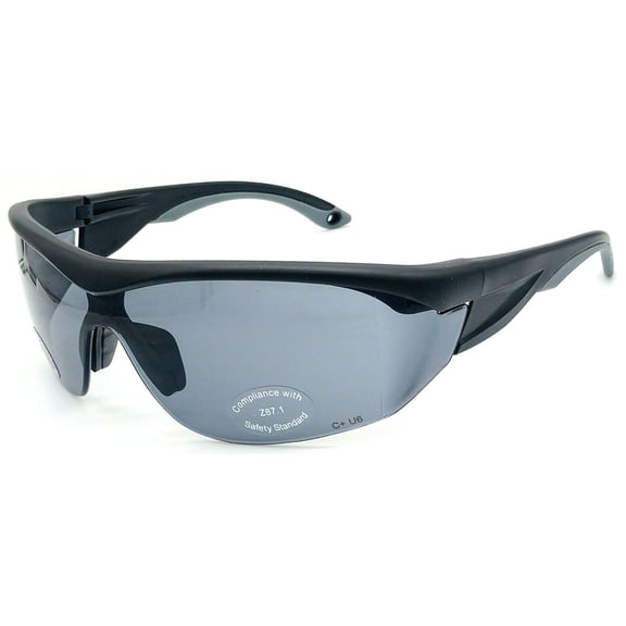 Shooter's Edge Terra I Safety Shooting Glasses Solid Lens Semi-Rimless Z87.1 - Black w/ Gray