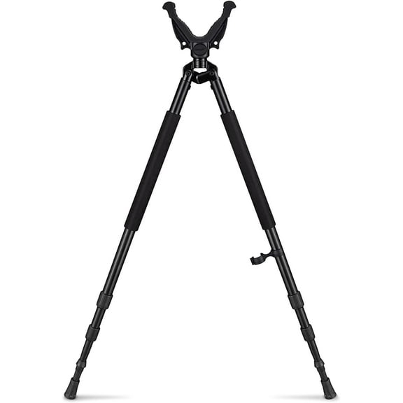 Shooting Bipod with 360° V-Yoke Rest, Adjustable Hunting Bipod Shooting Rest, Twist Lock, Lightweight Aluminum, Spike Feet & Foam Bipod for Stability, Adjustable 24.8-47.2 inch, Black