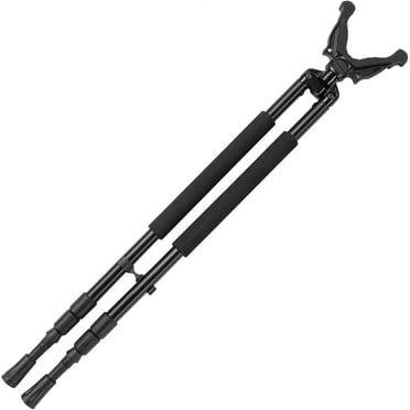 Shooting Bipod with 360° V-Yoke Rest, Twist Lock, Lightweight Aluminum Hunting Bipod Rest, Spike Feet & Foam Bipod for Stability, Adjustable 30-61 inch, Black