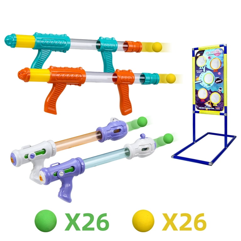 Shooting Games Toys for Age 5-6 7 8 9 10 + Year Old Boys, Kids Toy Sports &  Outdoor Game with Moving Shooting Target & 2 Popper Air Toy Guns & 24 Foam