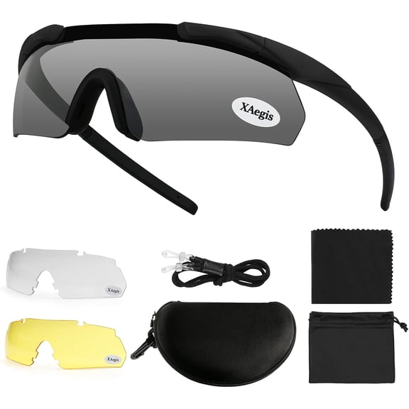 Shooting Glasses Eye Protection for Shooting Range,Tactical Glasses with 3 Interchangeable Lens High Impact Eye Protection