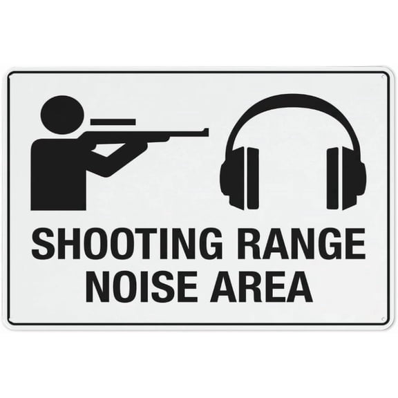 Shooting Range Noise Area Warning Security Outdoor Sign - 8"x12", Reflective, Weatherproof - Shooting Range, Rural Property, Secure Zone, Gun Club
