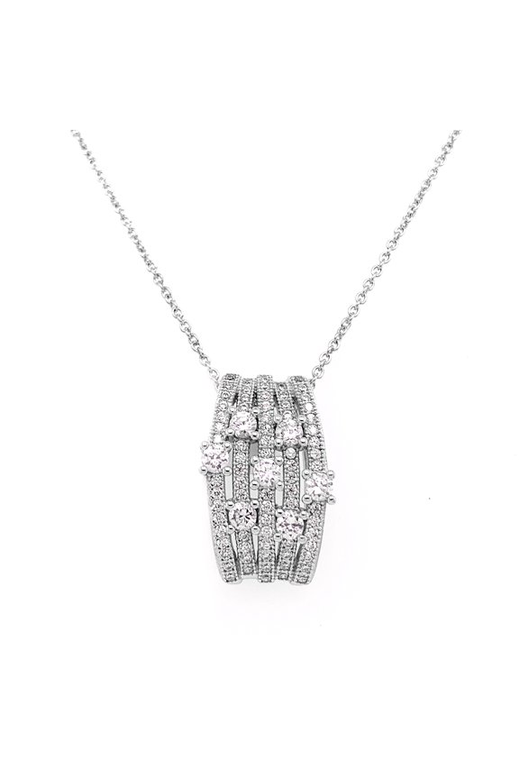 Shooting Star Constellation Style Necklace White Gold Finish CZ Glitz Design