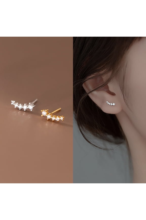 Shooting Star Ear Climber Earrings, Bar Earrings, Sparkling CZ Diamond Earrings, Ear Crawler Earrings, Silver, Gold, Tiny Stud Earrings, Dainty Minimalist Earrings