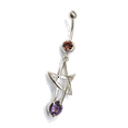 thumbnail image 1 of Shooting Star (Purple) Dangle Belly Ring 14G (1.6MM) #140 (1 Piece) 316L Surgical Steel Nickel Free, 1 of 1