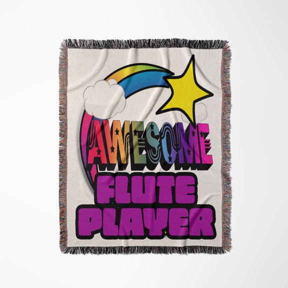 Shooting Star Rainbow Awesome Flute Player, Woven Blanket