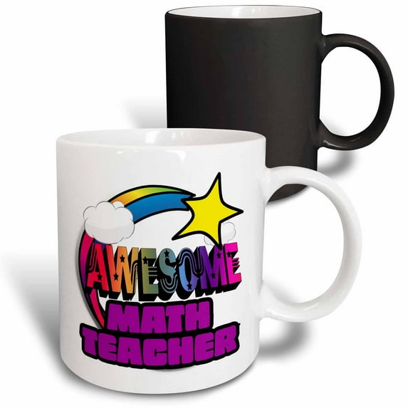 3drose, Shooting Star Rainbow Awesome Math Teacher, 11oz Magic Transforming Mug