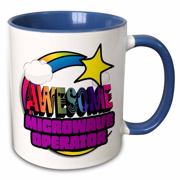 3drose, Shooting Star Rainbow Awesome Microwave Operator, 11oz Two-tone Blue Mug