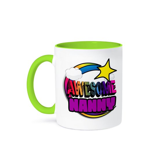 Shooting Star Rainbow Awesome Nanny, 15oz Two-Tone Green Mug