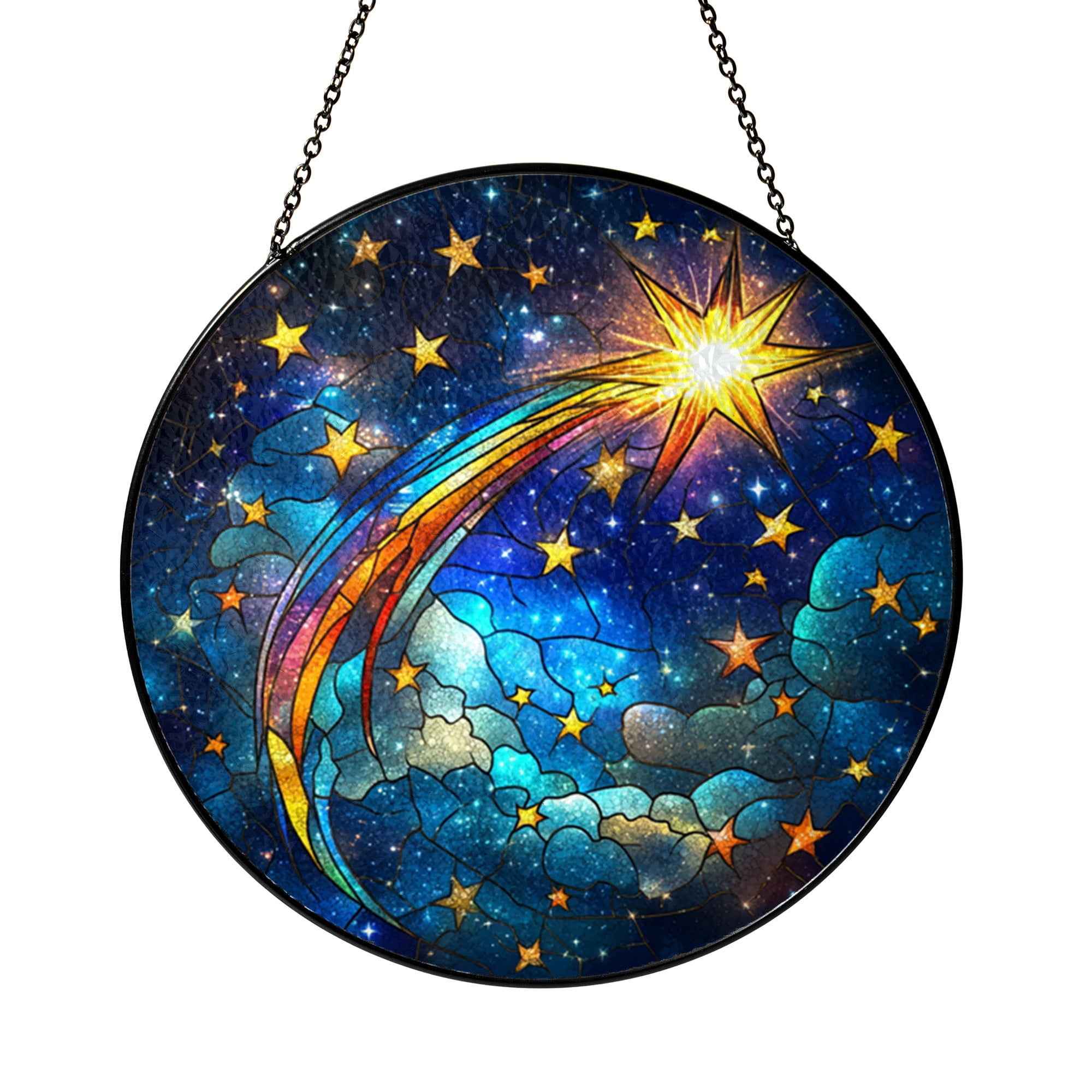 Shooting Star Stained Glass Suncatcher Window Decor, Celestial