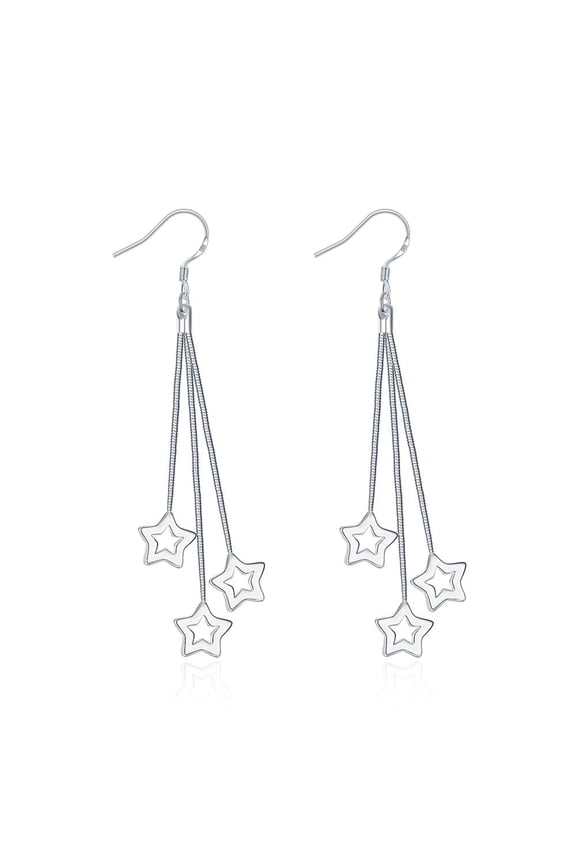 Shooting Star Threader Tassel Chain Hook Dangle Drop Earrings for Women