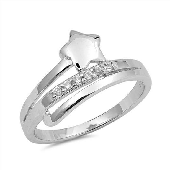 Shooting Star White Cubic Zirconia Wholesale Ring .925 Sterling Silver Band Jewelry Female Size 5