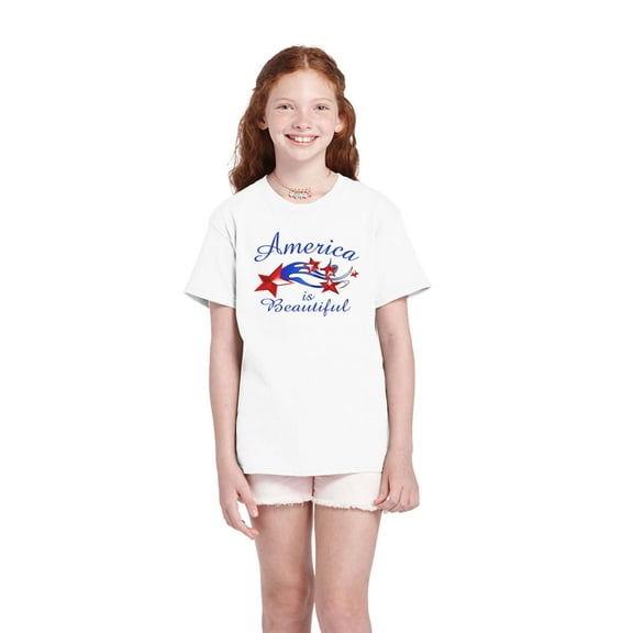 Shooting Stars Girl’s Youth Abstract American Flag Graphic Tee by America The Beautiful