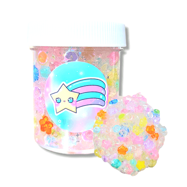 Shooting Stars Handmade Non-Scented Crunchy Clear Fishbowl Bead Slime 4oz – Stress Relief Sensory Toy for Ages 8+ – Hoshimi Slimes