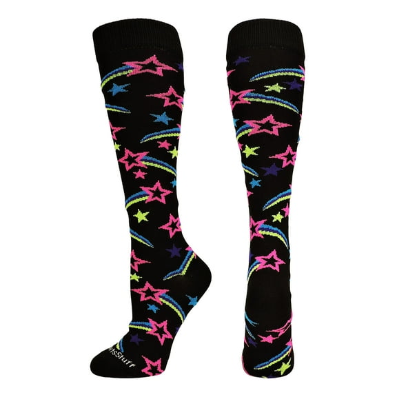 Shooting Stars Over the Calf Socks (Multi-Neon/Black, Medium)