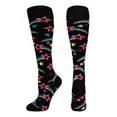 thumbnail image 1 of Shooting Stars Over the Calf Socks (Multi-Neon/Black, Small), 1 of 2