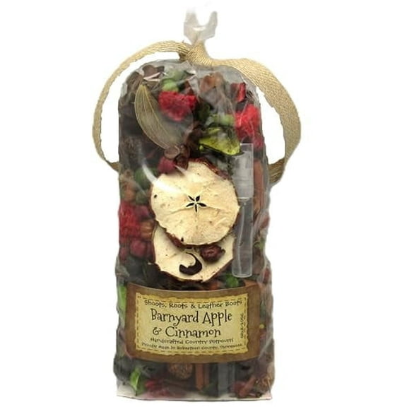 Shoots, Roots & Leather Boots Barnyard Apple Cinnamon Botanical Handcrafted Potpourri 5 Cup Bag with 5ml Starter Refresher Oil Rustic Bowl Filler Fragrance