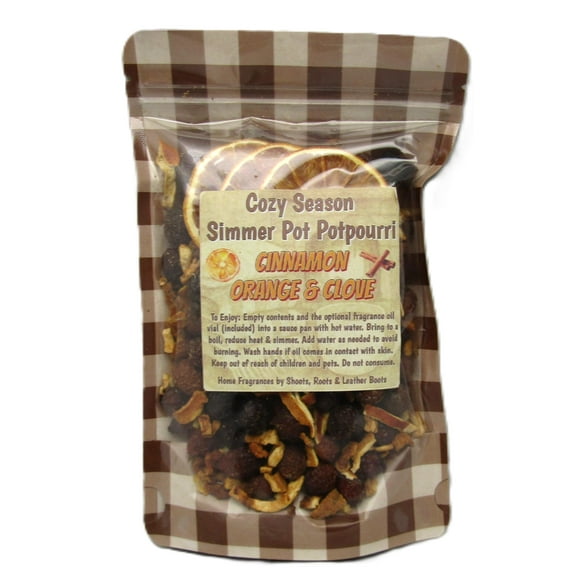 Shoots, Roots & Leather Boots Cinnamon Orange Clove Simmer Potpourri 3.5 oz Bag with 2ml Oil Vial Orange Clove Cinnamon Home Aroma