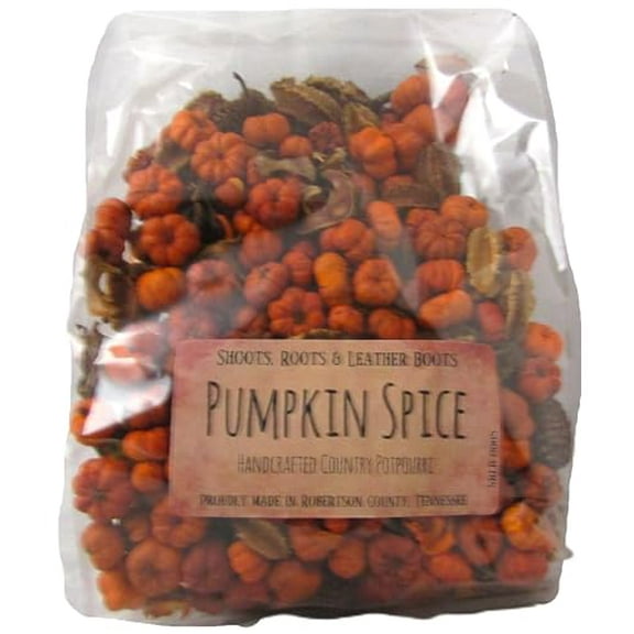 Shoots, Roots & Leather Boots Pumpkin Spice Potpourri 5 Cup Bag Rustic Botanical Blend with Orange Putka Pods & Fall Accents Cozy Autumn Home Fragrance