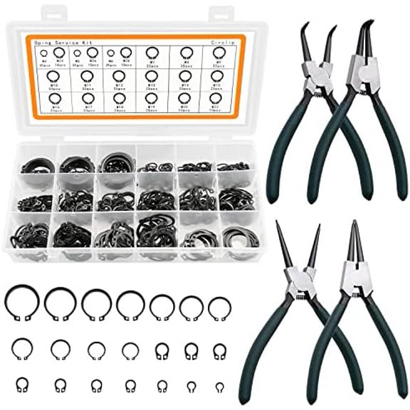 Shop Assortment - 500pcs Retaining Ring Set, M4-M28, 21 Sizes Alloy Steel Circlip Snap Ring Set