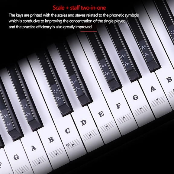 Shop Clearance! Piano and Keyboard Music Note Full Set Stickers for White and Black Keys Electronic Keyboard 37/49/54/61/88 Key Piano Sticker For Kids Beginners Piano Practice