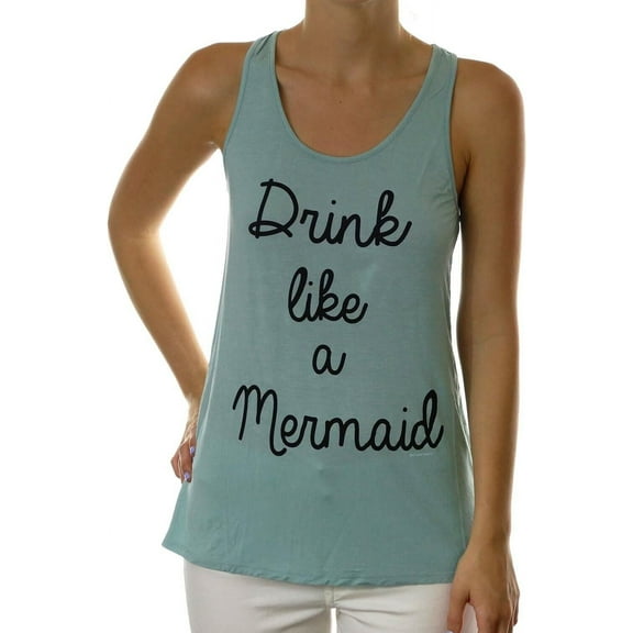 Shop Delfina Drink Like a Mermaid Women's Summer Graphic Casual Comfy Tank Top