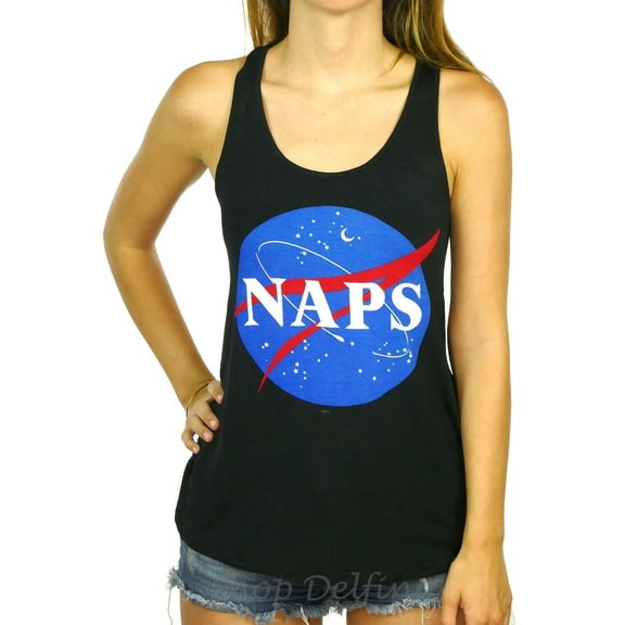 Shop Delfina Women's Naps NASA Space Science Funny Graphic Print Tank Top