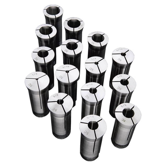 Shop Fox M1088 1/8 Inch - 1 Inch 5-C High Grade Steel Precision Collet Set, 15pc