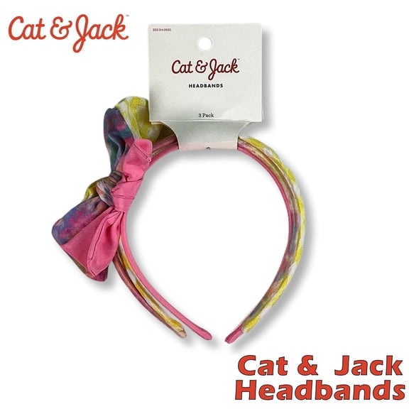 Cat & Jack Girls Bow Headbands Pink Yellow Multicolor  3-Pack for Ages (3+) - New