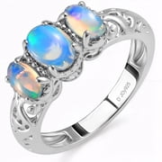 Shop LC 3-Stone Opal Ring for Women Size 6 Silver Platinum Plated