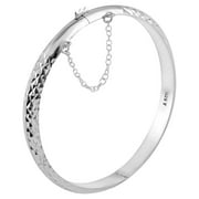 Shop LC 925 Sterling Silver Bracelets for Women Checkered Diamond Cut Bangles Cuff Jewelry7" Birthday Mothers Day Gifts for Mom