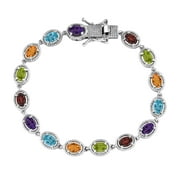 Shop LC 925 Sterling Silver Gemstone Link Tennis Bracelet for Women Platinum Plated Peridot Amethyst Topaz Citrine Garnet 7.25" Ct 6.8 Birthday Mothers Day Gifts for Mom