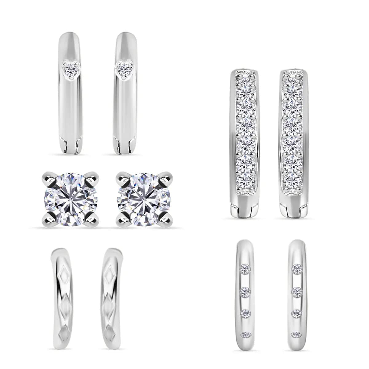 Shop LC 925 Sterling Silver Jewelry Set of 5 Rhodium Plated Cubic ...