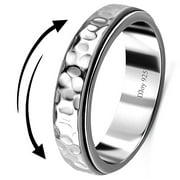 925 Sterling Silver Platinum Plated Speedy Spinner Fidget Ring Anxiety Rings Stress Relieving Anxiety Band Ring for Women Jewelry Size 9 Birthday Christmas Gifts