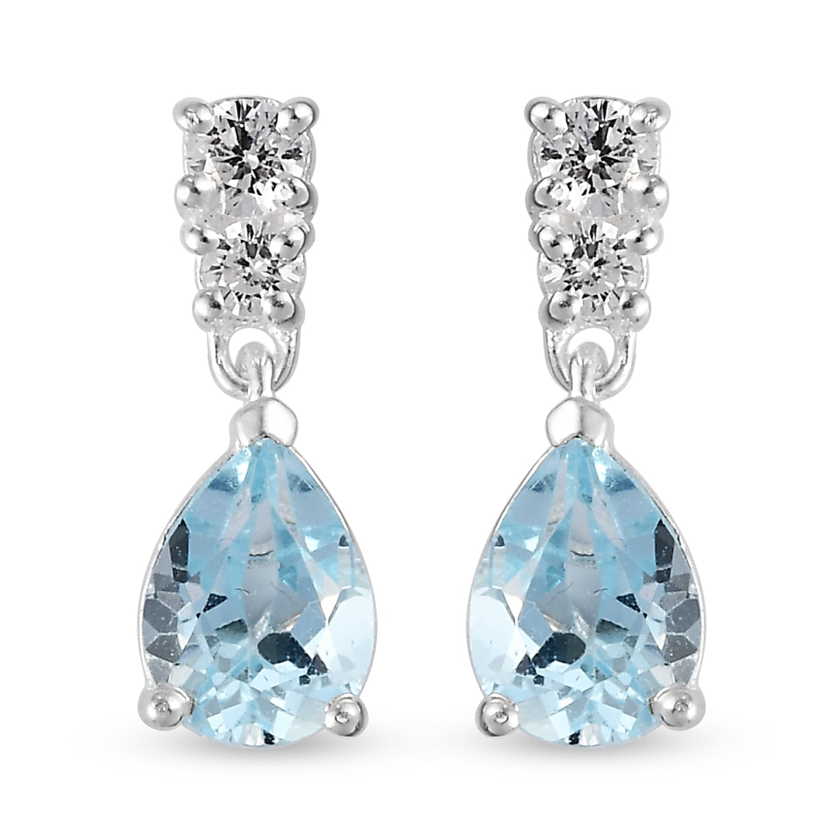 Shop LC Cubic Zirconia Drop Dangle Earrings for Women Ct. 0.85 Arabella Earrings 9K White Gold