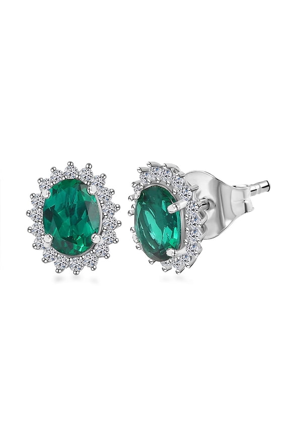 AAA Luxuriant Lab Grown Emerald and G-H SI Lab Grown Diamond 2.11 ctw Earrings in 10K White Gold Christmas Gifts